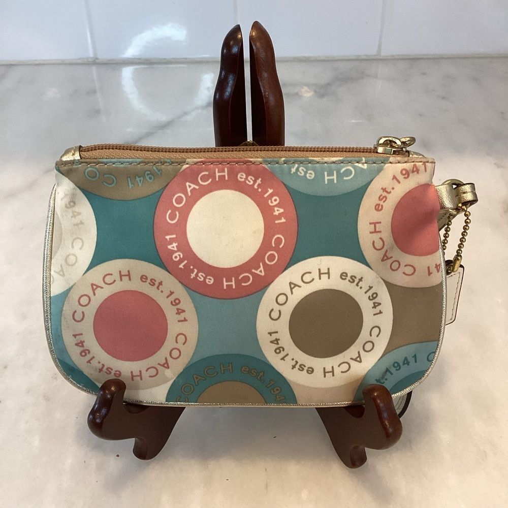Coach Wristlet Bag Purse Signature Snaphead Logo Pastel Pouch Clutch Wallet